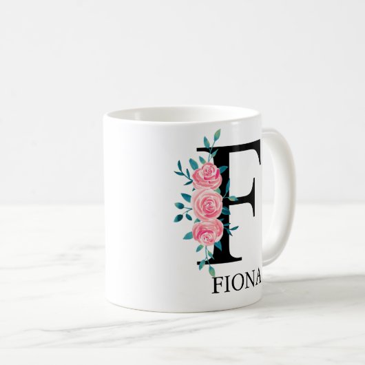 Monogram Wasserfarbe Benutzerdefinierter Single Bu Kaffeetasse (VorderseiteRechts)