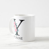 Monogram Wasserfarbe Benutzerdefinierter Single Le Kaffeetasse (Vorderseite Links)