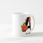 Monogram Wasserfarbe Benutzerdefinierter Single Le Kaffeetasse (VorderseiteRechts)