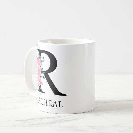 Monogram Wasserfarbe Benutzerdefinierter Single Le Kaffeetasse (Vorderseite Links)