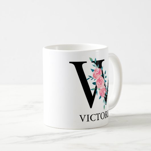 Monogram Wasserfarbe Custom Single Letter W Kaffeetasse (VorderseiteRechts)