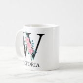 Monogram Wasserfarbe Custom Single Letter W Kaffeetasse (Vorderseite Links)