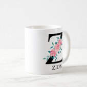 Monogram Wasserfarbe Custom Single Letter Z Kaffeetasse (VorderseiteRechts)