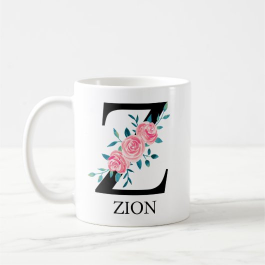 Monogram Wasserfarbe Custom Single Letter Z Kaffeetasse (Links)