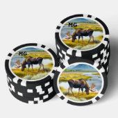 Monogram Wasserfarbe Elch Poker Chip (Stapel)