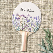 Monogram Wasserfarbe Lila Wildblume Meadow Tischtennis Schläger