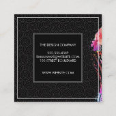 Monogram Wasserfarbe Pinsel Muster wirbeln Quadratische Visitenkarte (Rückseite)