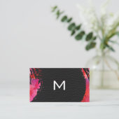 Monogram Wasserfarbe Pinselleder Hintergrund Visitenkarte (Stehend Vorderseite)