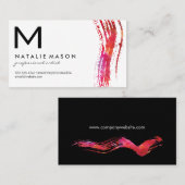 Monogram Wasserfarbe Pinselvariation Schwarz-weiß Visitenkarte (Vorne/Hinten)