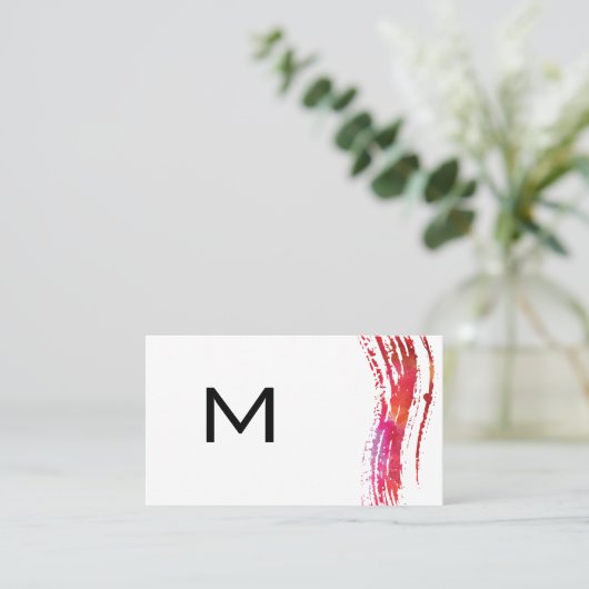 Monogram Wasserfarbe Pinselvariation Visitenkarte (Stehend Vorderseite)