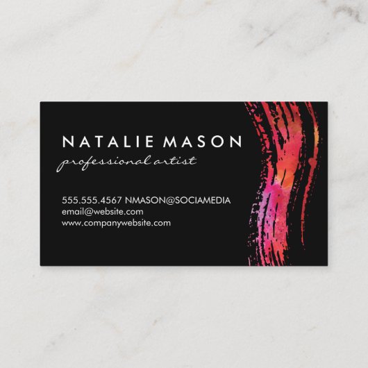 Monogram Wasserfarbe Pinselvariation Visitenkarte (Rückseite)