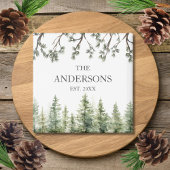 Monogram Wasserfarbe Rustikale Pinienbäume und -zw Magnet