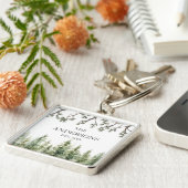 Monogram Wasserfarbe Rustikale Pinienbäume und -zw Schlüsselanhänger (Seite)