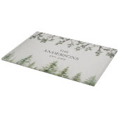 Monogram Wasserfarbe Rustikale Pinienbäume und -zw Schneidebrett (Ecke)