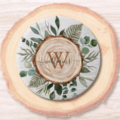 Monogram Wasserfarbe Rustikaler Holzschnitt und Fo Button