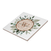 Monogram Wasserfarbe Rustikaler Holzschnitt und Fo Fliese (Seite)