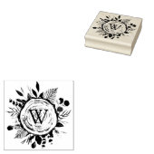 Monogram Wasserfarbe Rustikaler Holzschnitt und Fo Gummistempel (Stempel)