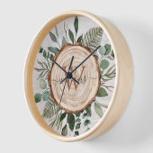 Monogram Wasserfarbe Rustikaler Holzschnitt und Fo Uhr (Winkel)