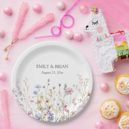 Monogram Wasserfarbe Rustikales Feld für Hübsche W Pappteller (Party)