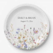 Monogram Wasserfarbe Rustikales Feld für Hübsche W Pappteller (Vorderseite)