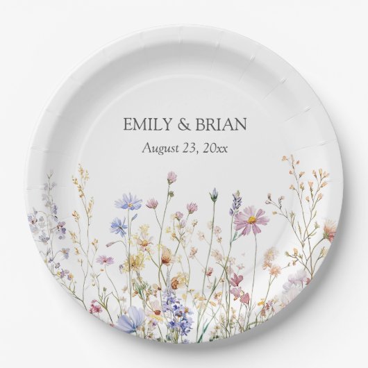 Monogram Wasserfarbe Rustikales Feld für Hübsche W Pappteller (Vorderseite)