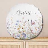 Monogram Wasserfarbe Rustikales Feld für Hübsche W Rundes Kissen