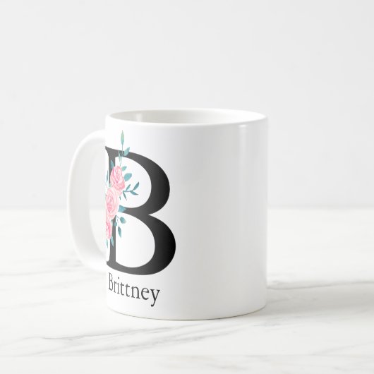 Monogram Wasserfarbe Single Letter B Kaffee Kaffeetasse (Vorderseite Links)