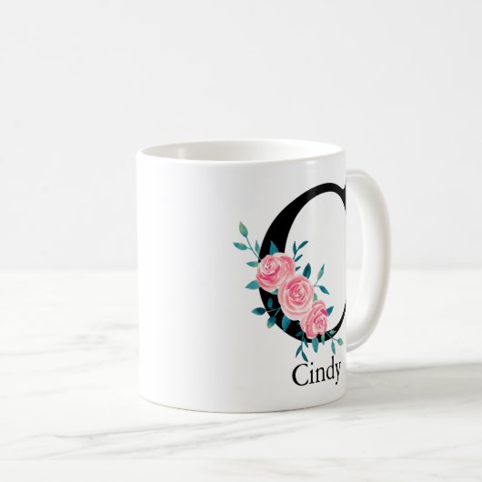 Monogram Wasserfarbe Single Letter C-Kaffee Kaffeetasse (VorderseiteRechts)