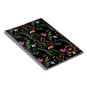 Monogram Wasserfarbe Wildblume Schwarz Botanisch Notizblock (Rechte Seite)