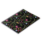 Monogram Wasserfarbe Wildblume Schwarz Botanisch Notizblock (Linke Seite)