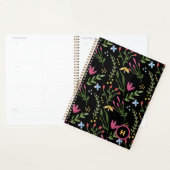 Monogram Wasserfarbe Wildblume Schwarz Botanisch Planer (Anzeige)