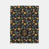 Monogram Wasserfarbe Wildblumen Buttercup Muster Fleecedecke (Vorderseite)