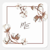 Monogram, Wasserfarben-Baumwolle, Hochzeitsknöpfe, Quadratischer Aufkleber (Vorderseite)
