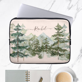 Monogram Wasserfarben Pine Forest Mountain Rustika Laptopschutzhülle