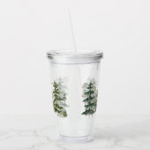 Monogram Wasserfarbenwald und Gebirge Rustikal Acryltrinkbecher (Links)