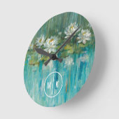 Monogram | Water Lily Pond Runde Wanduhr (Winkel)