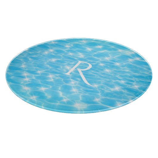 Monogram Water rippples wasser textur moderne chic Schneidebrett (Ecke)