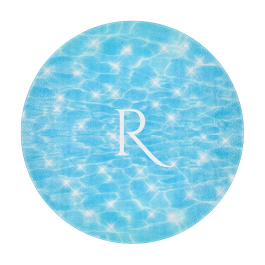 Monogram Water rippples wasser textur moderne chic Schneidebrett (Vorderseite)