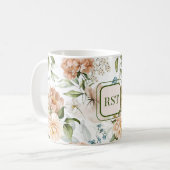 Monogram Watercolor 1600s Dutch Florals 11 oz. Kaffeetasse (Vorderseite Links)