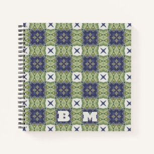 Monogram Watercolor Abstrakt Square Geometric Blue Notizblock