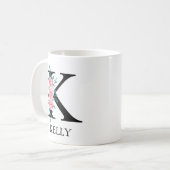 Monogram Watercolor Benutzerdefinierter Single Let Kaffeetasse (Vorderseite Links)