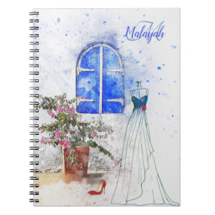 Monogram Watercolor Blue Bridal Custom Notizblock