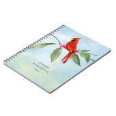 Monogram Watercolor Blue Green Kardinal Red Bird Notizblock (Linke Seite)