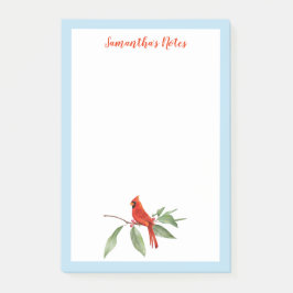 Monogram Watercolor Blue Green Kardinal Red Bird Post-it Klebezettel