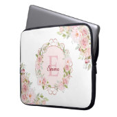 Monogram Watercolor Blush Pink Rose Flowers Floral Laptopschutzhülle (Vorderseite Links)