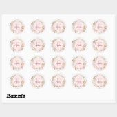 Monogram Watercolor Blush Pink Rose Flowers Floral Runder Aufkleber (Blatt)