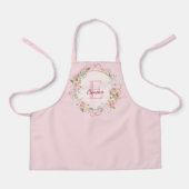 Monogram Watercolor Blush Pink Rose Flowers Floral Schürze (Vorderseite)