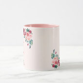 Monogram Watercolor Boho Pink Burgundy Rose Blume Tasse (Zentrum)