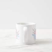 Monogram Watercolor Bouquet Pink Roses Blue Blätte Espressotasse (Rückseite)