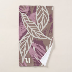 Monogram Watercolor Coffee Leaf Muster Pickleball Handtuch